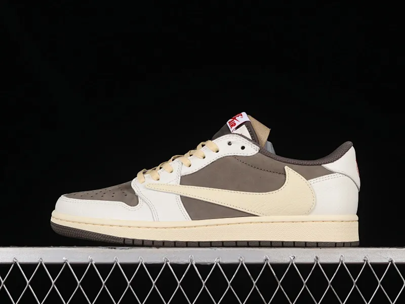 All categories Air Jordan Jordan series basketball shoes Air Jordan 1 Low LW version Travis Scott x Air Jordan 1 Low OG "Reverse Mocha" AJ1 Joe 1 reverse mocha brown and white barb joint casual sports basketball shoes DM7866-162